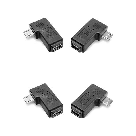 90 Degree Left And Right Angled Mini Usb 5pin Female To Micro Usb Male Data Sync Adapter Plug