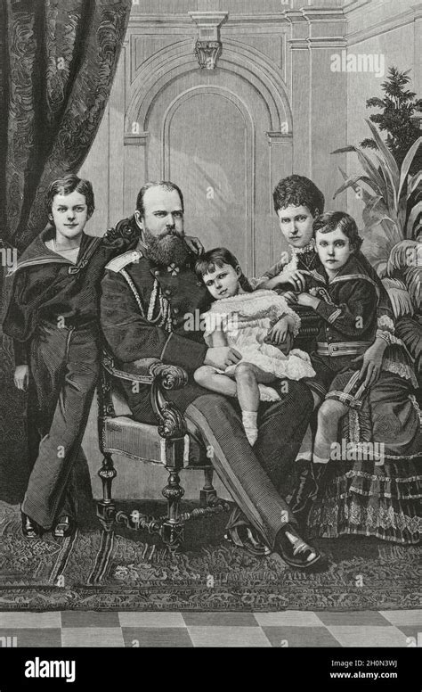 Russia. Tsar Alexander III of Russia (1845-1894) with his wife Tsarina ...