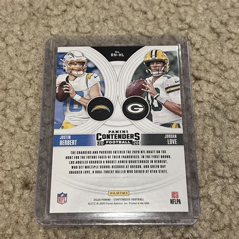 2020 Panini Contenders JUSTIN HERBERT JORDAN LOVE Rookie Round Numbers