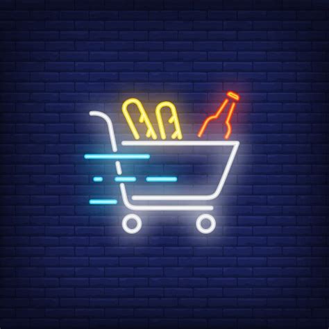 Computer Shopping Cart Neon Sign Royalty Free Vector Image