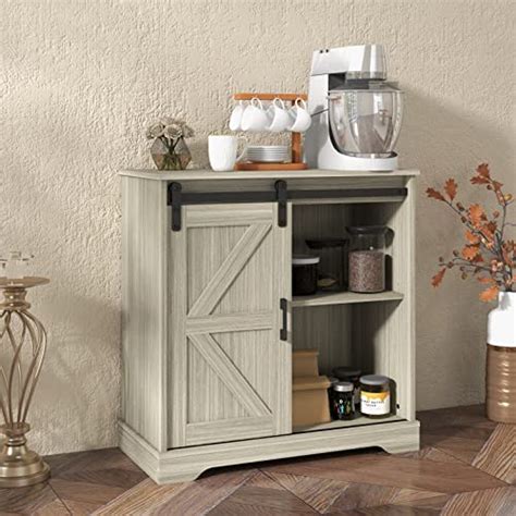 Panana Sliding Barn Door Buffet Sideboard Storage Cabinet Coffee Bar