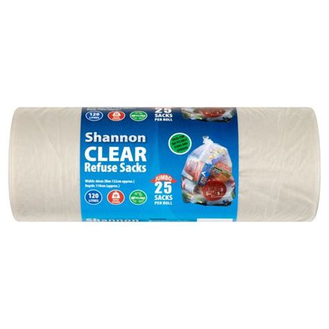 Shannon 25 Jumbo Clear Refuse Sacks 120 Litres Dunnes Stores