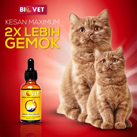 Biovet Vitamin Kucing Lebat Bulu Bulu Gugur Rawat Kurap Gemuk