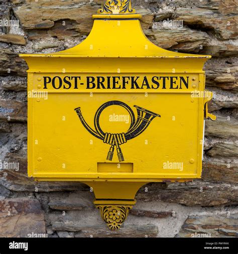 Vintage Yellow Mail Box Germany Stock Photo Alamy