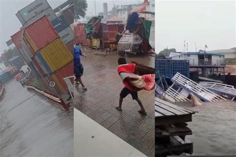 Temporal em Manaus derruba contêineres barracas de ambulantes e afunda