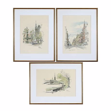 ebbe fog sundsvalls motif  pcs color lithographs signed