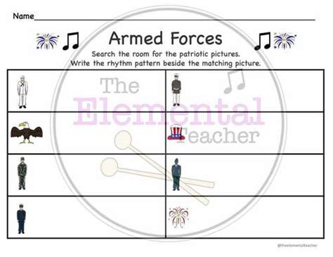 Patriotic Holiday Write the Room Rhythm Activity Worksheet Half Note Half Rest