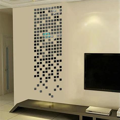 Look Decor Black Square Decorative Mirror Wall Stickers 3D Acrylic ...