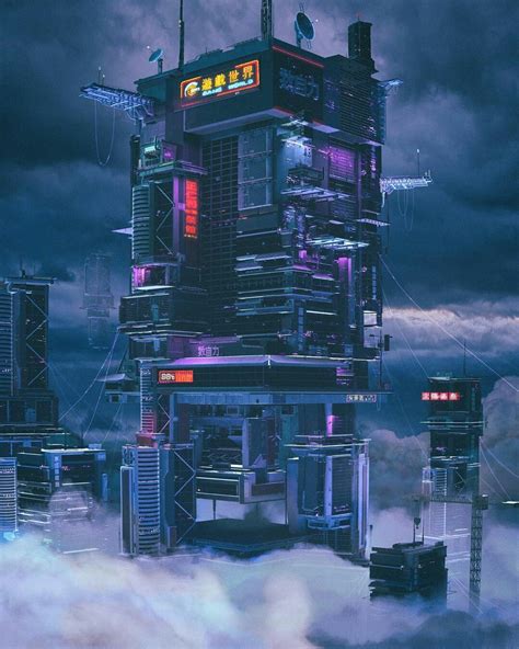 Pin By John Bain On Floating Cities Cyberpunk City Cyberpunk Building Futuristic City