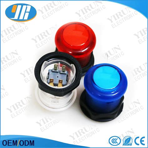 6pcs 28 Mm Clear Clip Style Illuminated Led Arcade Push Buttons With