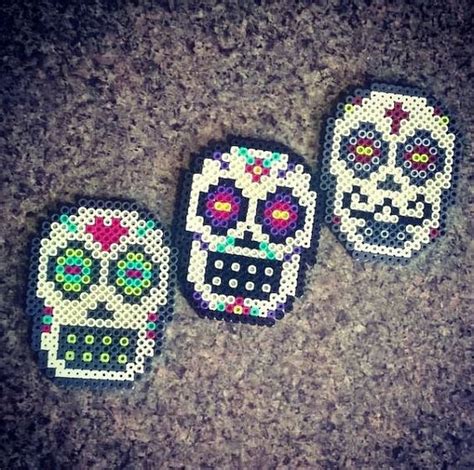 Sugar Skull Perler Bead Magnet By Prebreakofdawncrafts On Etsy