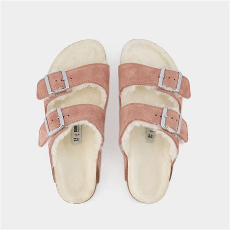 Arizona Shearling Sandals Birkenstock Wool Pink Clay