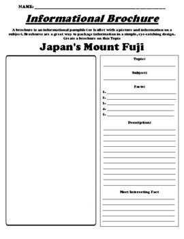 Japan S Mount Fuji Informational Brochure Webquest Worksheet