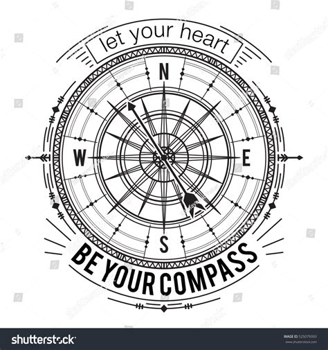 Typography Poster Vintage Compass Hand Drawn Stock Vector Royalty Free