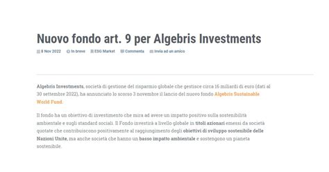 Eticanews On Twitter Nuovo Fondo Art Per Algebris Investments