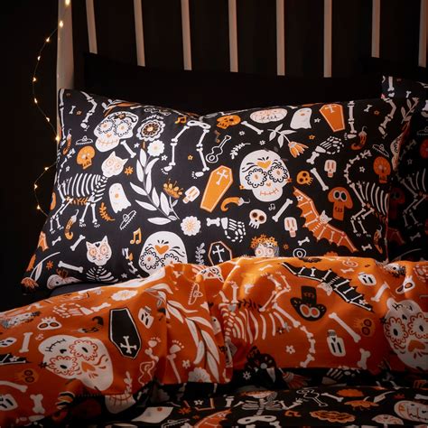 Bedlam Halloween Day Of The Dead Glow Duvet Cover Set Studio