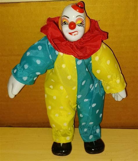 Vintage Porcelain Clown Doll Handpainted Face Collectible Yellow