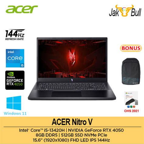 Jual ACER Nitro V15 ANV15 51 I5 13420H RTX4050 512GB SSD 8GB 144Hz