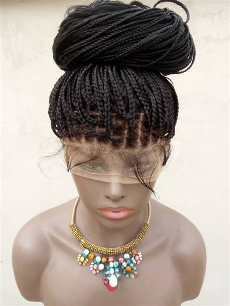 Handmade Glueless Medium Box Braids Full Lace Knotless Wig Etsy