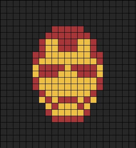 A Pixel Art Template Of Iron Man S Face The Logo Fuse Beads Perler