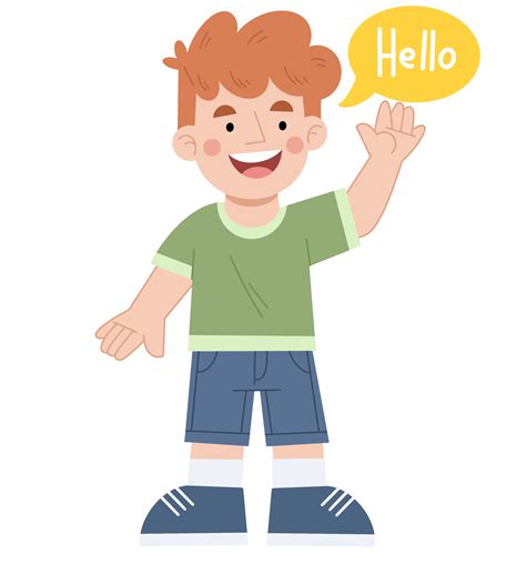 Boy Saying Hello Cartoon Illustration 44449471 Png