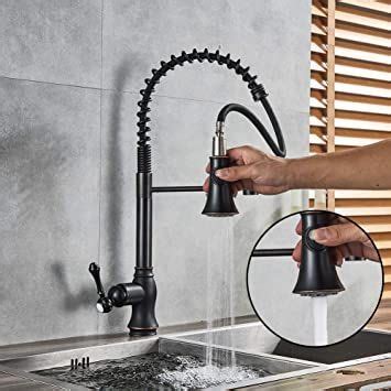 CHEN Kitchen Tap Black Brushed Kitchen Faucet Deck Mounted Hot Cold Water Mixer Faucet For