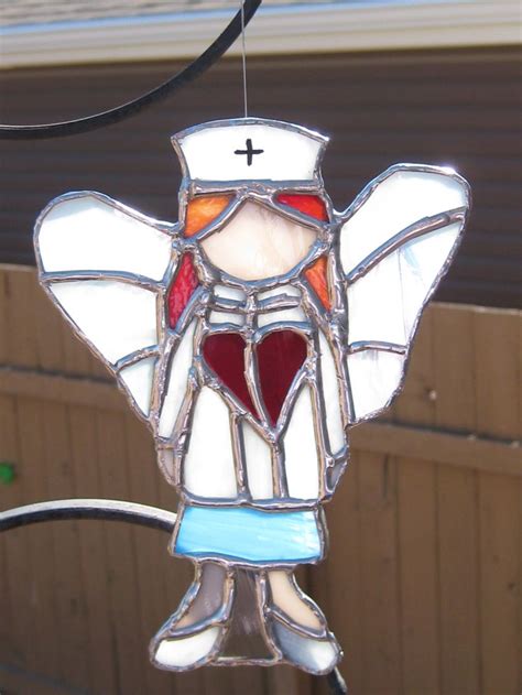 Nurse Angel Stained Glass Angel Stained Glass Suncatchers Stained Glass Art