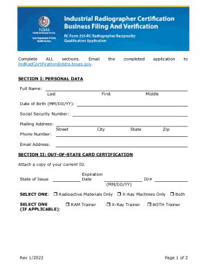 Fillable Online Rc Form Rc Radiographer Reciprocity Qualification