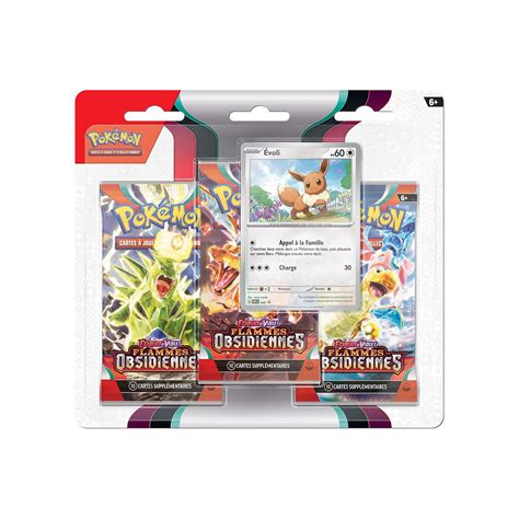 Pokémon Tripack Écarlate Et Violet Ev03 Flammes Obsidiennes Évoli