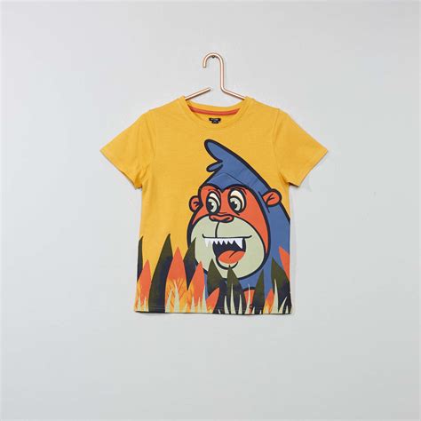 T shirt imprimé avec animation Garçon jaune Kiabi 7 00