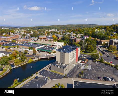 Laconia City Center And Opechee Bay Of Lake Winnipesaukee Aerial View