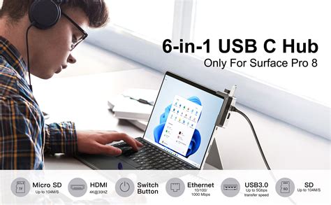 Byeasy Surface Pro 8 Usb C 6 In 1 Adapter Dock 4k Hdmi And 5gbps Transfer