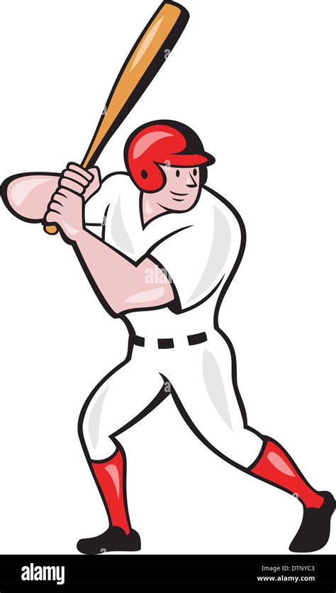 Illustration Of An American Baseball Player Batter Hitter Batting With