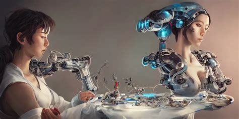 Hyperrealistic Photography Of A Gorgeous Female Cyborg Stable