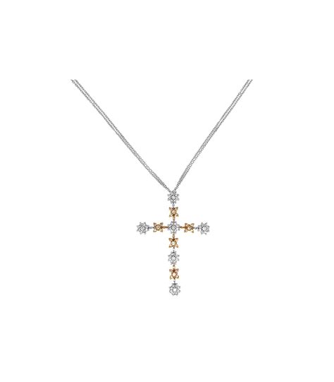 Collana Davite Delucchi In Oro Bianco Con Croce E Diamanti