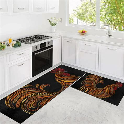 Rooster Kitchen Rug Memory Foam Kitchen Mat Set Of 2, Farmhouse Decor ...