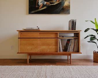 The Louvre Solid Wood Mid Century Modern Record Storage Etsy