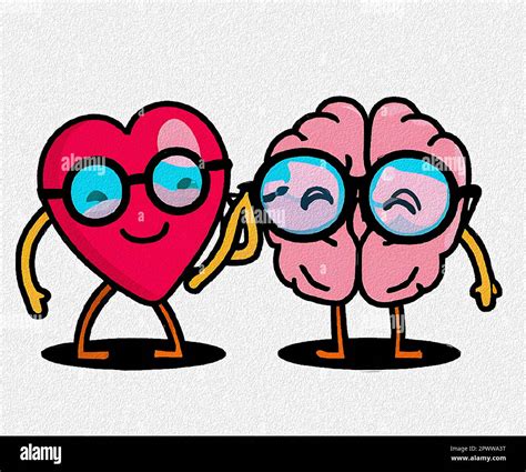 brain and heart cartoon Stock Photo - Alamy