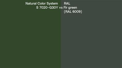 Natural Color System S 7020 G30y Vs Ral Fir Green Ral 6009 Side By