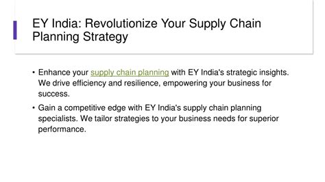 Ppt Ey India Expert Supply Chain Planning Services For Optimal