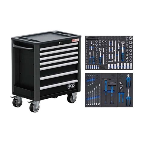 Workshop Trolley 7 Drawers Extra Low Height With 209 Tools