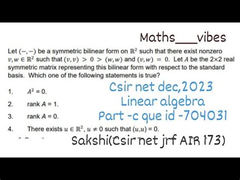 Csir Net Dec Linear Algebra Part C Que Id Solution Csir