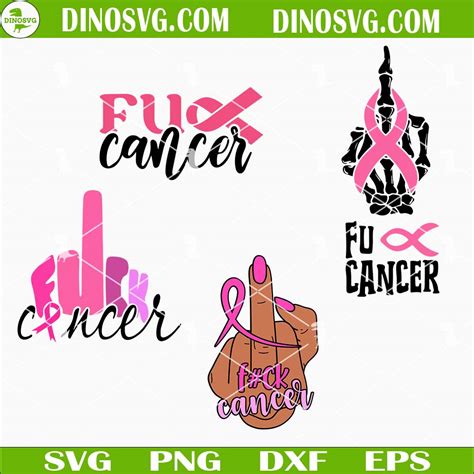 Fuck Cancer Svg Bundle Middle Finger Breast Cancer Awareness Svg Files