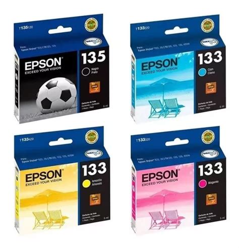 Pack 4 Tintas Epson 135 133 Original B C M Y T25 Tx123 Tx125 Cuotas