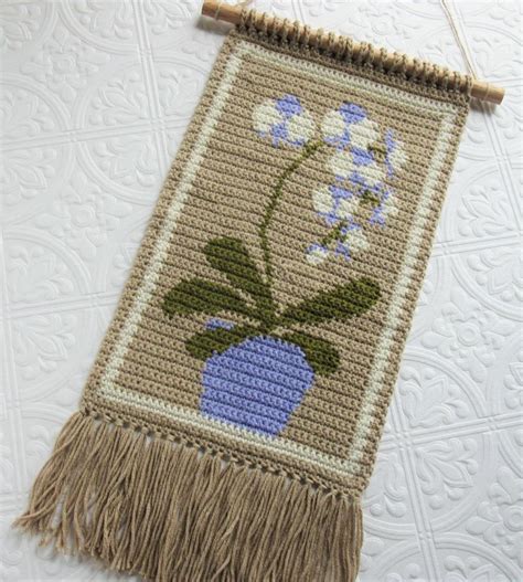 Crochet Pattern White And Violet Orchids Wall Hanging Home Etsy Artofit