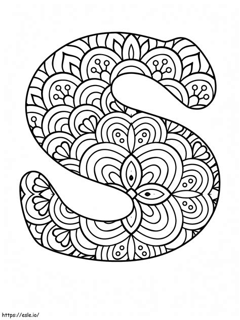 Letter S Mandala Alphabet Coloring Page