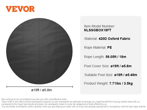 Vevor Ft Round Pool Cover Solar Covers For Above Ground Pools