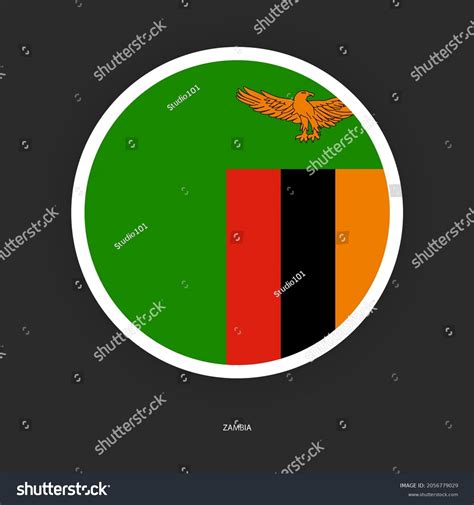 Zambia Circle Flag Icon White Border Stock Vector Royalty Free