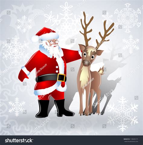 Santa Claus And Deer Together Stock Vector Illustration 118945171 ...