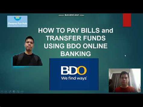 HOW TO PAY BILLS AND TRANSFER FUNDS USING BDO ONLINE BANKING YouTube